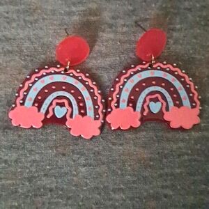 Maroon/Purple light Blue Pink rainbow earrings